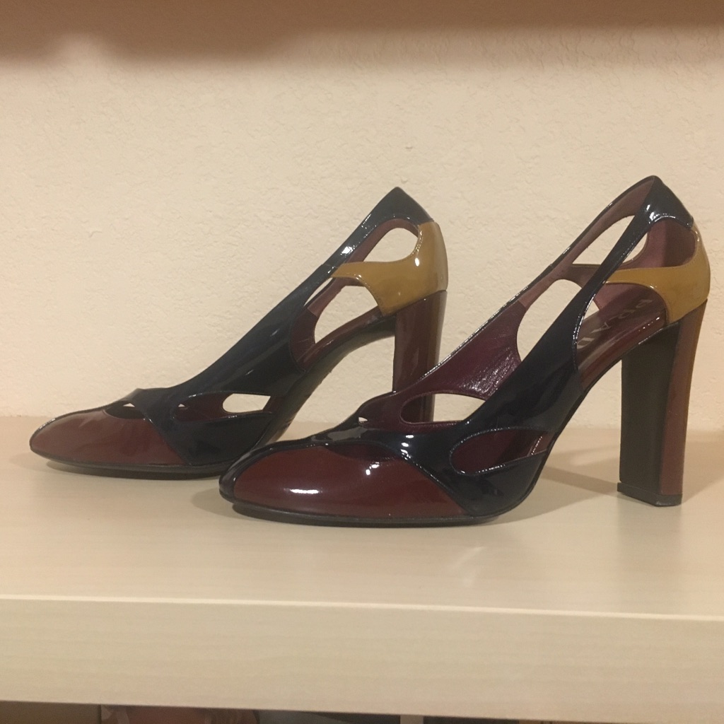Vintage Prada Colorblock Cut Out Patent Pumps Size 9.5